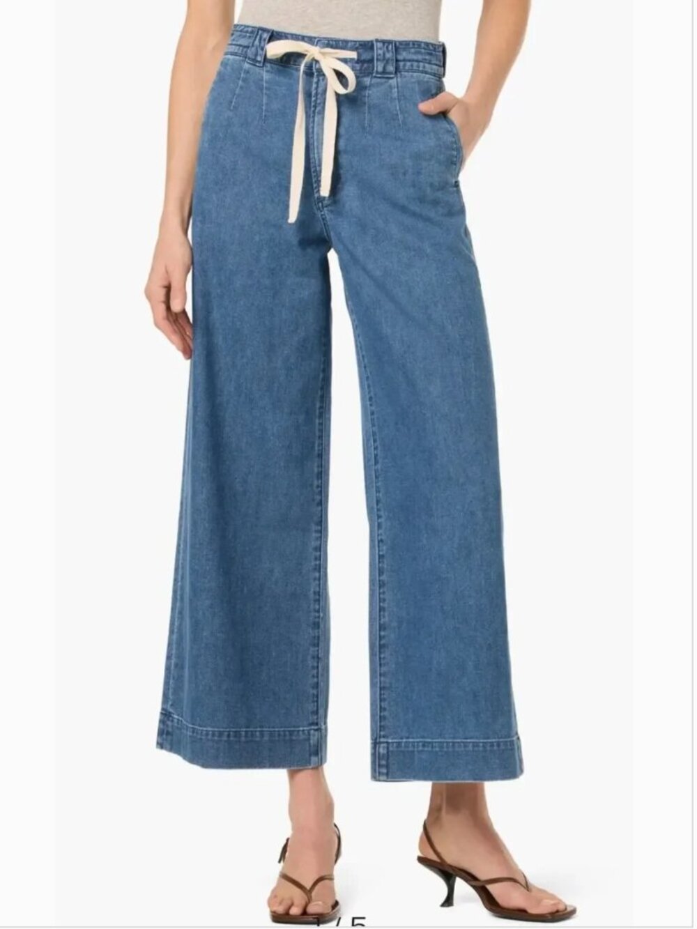 Joe's Jeans Tie Front Wide Leg Ankle Crop Denim Jean Trousers High-Waist 32 NWT